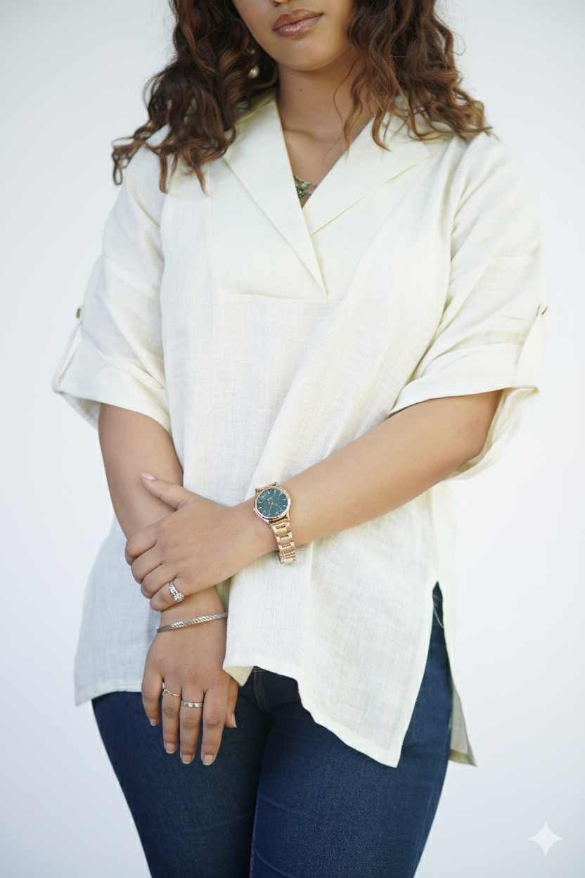 Off-White Executive Linen Top