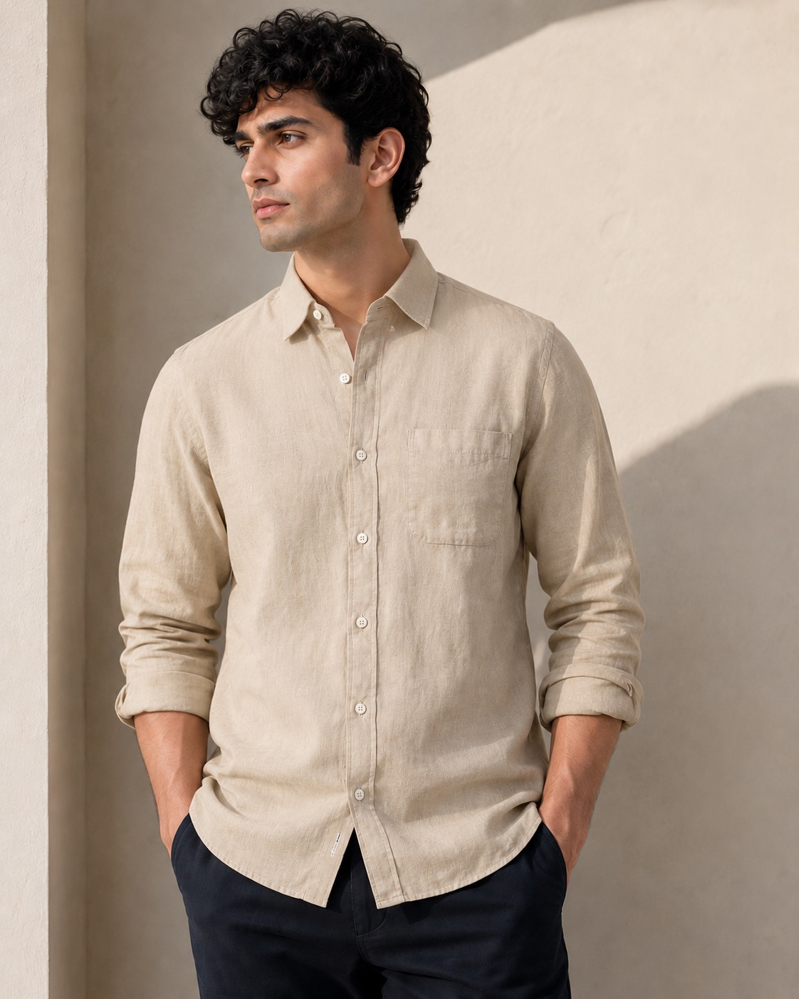Desert Sand Cotton-Linen Shirt